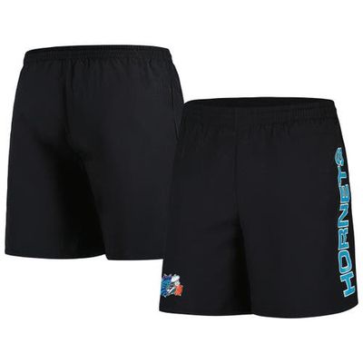 Men's Mitchell & Ness Black Charlotte Hornets Hardwood Classics 1989-2002 Throwback Logo Heritage Shorts