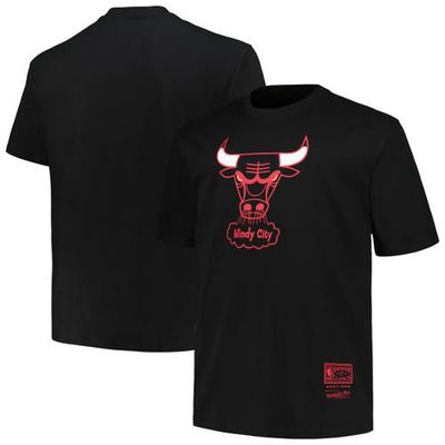 Men's Mitchell & Ness Black Chicago Bulls Big & Tall Hardwood Classics Vintage Logo T-Shirt