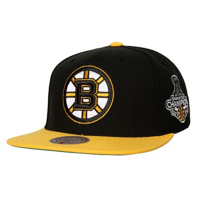Men's Mitchell & Ness Black/Gold Boston Bruins Soul Two-Tone Sidepatch Snapback Hat