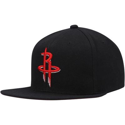 Men's Mitchell & Ness Black Houston Rockets Bred Snapback Adjustable Hat