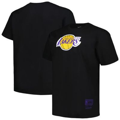 Men's Mitchell & Ness Black Los Angeles Lakers Big & Tall Hardwood Classics Vintage Logo T-Shirt