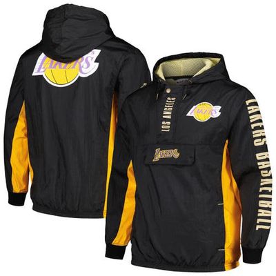 Men's Mitchell & Ness Black Los Angeles Lakers Team OG 2.0 Vintage Logo Anorak Windbreaker Quarter-Zip Jacket