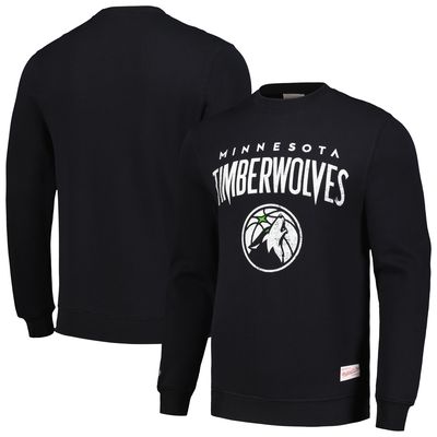 Men's Mitchell & Ness Black Minnesota Timberwolves Arched Wordmark Pullover Sweatshirt