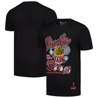 Men's Mitchell & Ness Black New Jersey Devils Cheese Fries T-Shirt