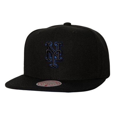 Men's Mitchell & Ness Black New York Mets Bottoms Snapback Hat