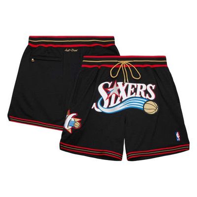 Men's Mitchell & Ness Black Philadelphia 76ers Authentic NBA x Just Don Mesh Shorts