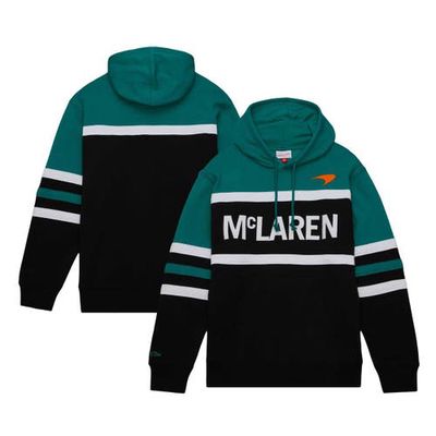 Men's Mitchell & Ness Black/Teal McLaren F1 Team 2023 Las Vegas Grand Prix Head Coach Pullover Hoodie