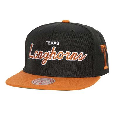 Men's Mitchell & Ness Black Texas Longhorns Team Script 2.0 Snapback Hat