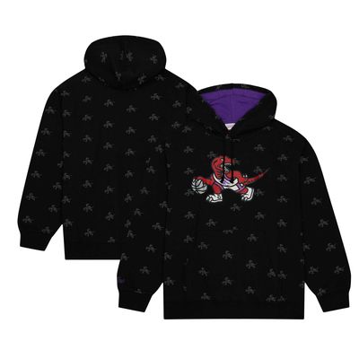 Men's Mitchell & Ness Black Toronto Raptors Hardwood Classics Allover Print Pullover Hoodie