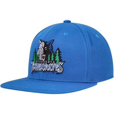 Men's Mitchell & Ness Blue Minnesota Timberwolves Hardwood Classics MVP Team Ground 2.0 Fitted Hat