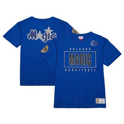 Men's Mitchell & Ness Blue Orlando Magic Hardwood Classics Team OG 2.0 Premium Vintage Logo T-Shirt