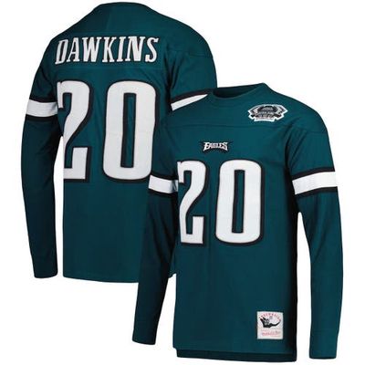 Men's Mitchell & Ness Brian Dawkins Midnight Green Philadelphia Eagles Retired Player Name & Number Long Sleeve Top