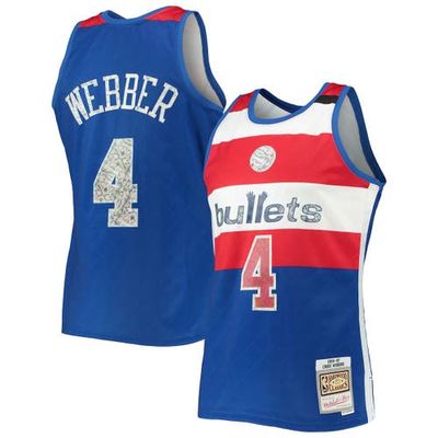 Men's Mitchell & Ness Chris Webber Blue Washington Bullets 1996-97 Hardwood Classics NBA 75th Anniversary Diamond Swingman Jersey