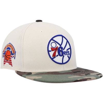 Men's Mitchell & Ness Cream/Camo Philadelphia 76ers Hardwood Classics 1976 NBA All-Star Game Off White Camo Fitted Hat