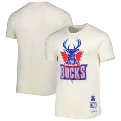 Men's Mitchell & Ness Cream Milwaukee Bucks Hardwood Classics Americana Freedom T-Shirt