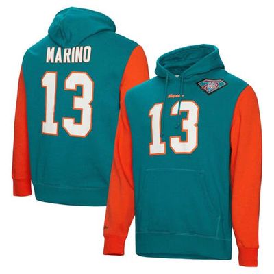 Men's Mitchell & Ness Dan Marino Aqua Miami Dolphins Retired Player Name & Number Pullover Hoodie