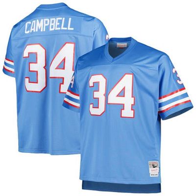 Men's Mitchell & Ness Earl Campbell Light Blue Houston Oilers Big & Tall 1980 Retired Player Replica Jersey