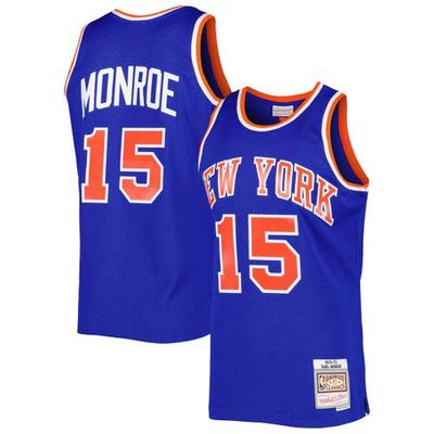 Men's Mitchell & Ness Earl Monroe Blue New York Knicks Hardwood Classics 1972-73 Swingman Jersey