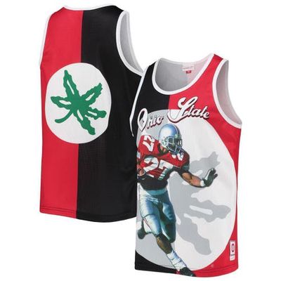 Men's Mitchell & Ness Eddie George Black/Scarlet Ohio State Buckeyes Sublimated Player Tank Top