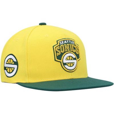 Men's Mitchell & Ness Gold Seattle SuperSonics Side Core 2.0 Snapback Hat