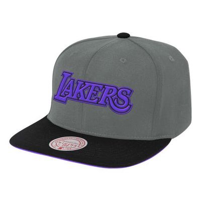 Men's Mitchell & Ness Gray/Purple Los Angeles Lakers Neon Lights Snapback Adjustable Hat
