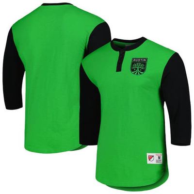 Men's Mitchell & Ness Green Austin FC Legendary Henley Long Sleeve T-Shirt
