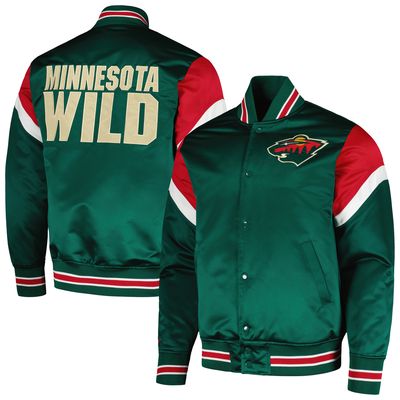 Men's Mitchell & Ness Green Minnesota Wild Midweight Satin Full-Snap Jacket