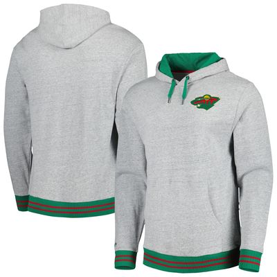 Men's Mitchell & Ness Heather Gray Minnesota Wild Classic French Terry Pullover Hoodie