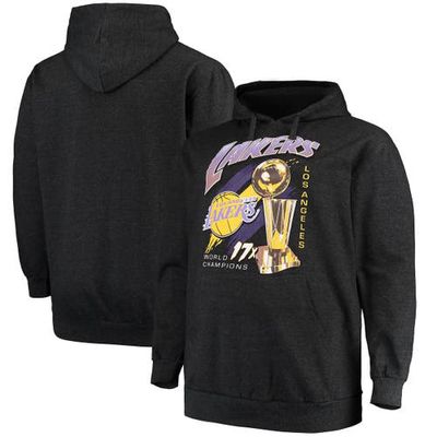 Men's Mitchell & Ness Heathered Charcoal Los Angeles Lakers Big & Tall 17x Trophy Pullover Hoodie in Heather Charcoal