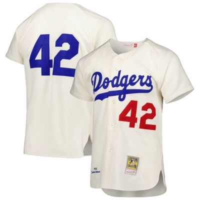 Men's Mitchell & Ness Jackie Robinson Cream Brooklyn Dodgers 1955 Cooperstown Collection Authentic Jersey