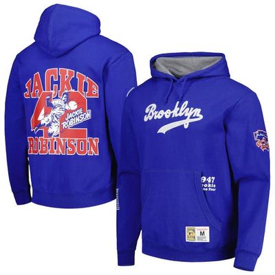 Men's Mitchell & Ness Jackie Robinson Royal Brooklyn Dodgers Cooperstown Collection Legends Fleece Pullover Hoodie