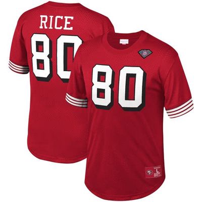 Men's Mitchell & Ness Jerry Rice Scarlet San Francisco 49ers Retired Player Name & Number Mesh Top