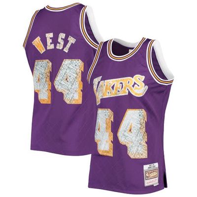 Men's Mitchell & Ness Jerry West Purple Los Angeles Lakers 1996-97 Hardwood Classics NBA 75th Anniversary Diamond Swingman Jersey