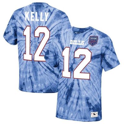 Men's Mitchell & Ness Jim Kelly Royal Buffalo Bills Tie-Dye Super Bowl XXV Retired Player Name & Number T-Shirt