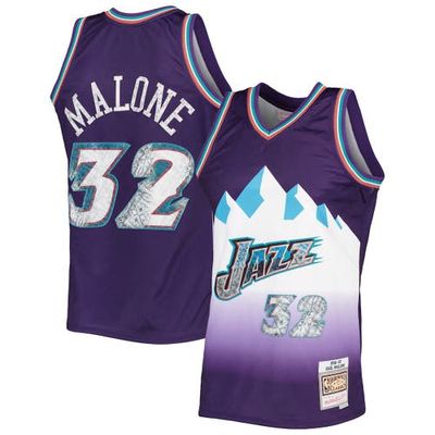 Men's Mitchell & Ness Karl Malone Purple Utah Jazz 1996-97 Hardwood Classics NBA 75th Anniversary Diamond Swingman Jersey