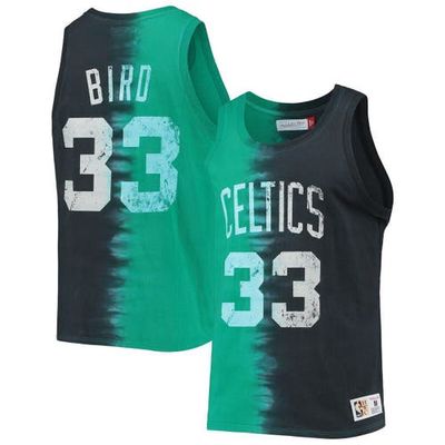Men's Mitchell & Ness Larry Bird Kelly Green/Black Boston Celtics Hardwood Classics Tie-Dye Name & Number Tank Top