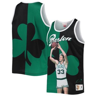 Men's Mitchell & Ness Larry Bird Kelly Green/Black Boston Celtics Sublimated Player Tank Top