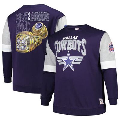 Men's Mitchell & Ness Navy Dallas Cowboys Big & Tall Fleece Pullover Sweatshirt