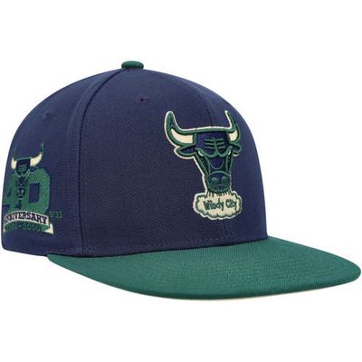 Men's Mitchell & Ness Navy/Green Chicago Bulls 40th Anniversary Hardwood Classics Grassland Fitted Hat