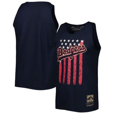 Men's Mitchell & Ness Navy Los Angeles Dodgers Cooperstown Collection Stars and Stripes Tank Top