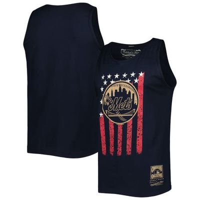 Men's Mitchell & Ness Navy New York Mets Cooperstown Collection Stars and Stripes Tank Top