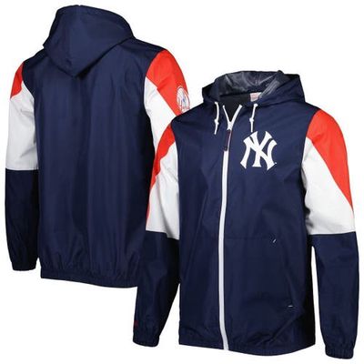 Men's Mitchell & Ness Navy New York Yankees Throw It Back Full-Zip Windbreaker Jacket