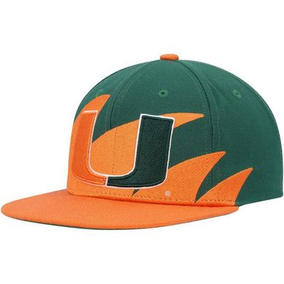 Men's Mitchell & Ness Orange/Green Miami Hurricanes Sharktooth Snapback Hat