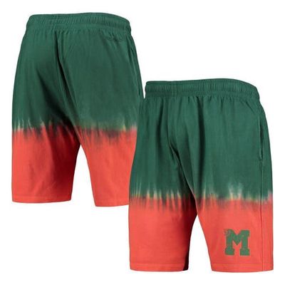 Men's Mitchell & Ness Orange/Green Miami Hurricanes Tie-Dye Shorts