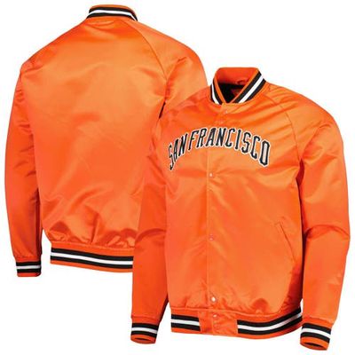 Men's Mitchell & Ness Orange San Francisco Giants Satin Raglan Full-Snap Varsity Jacket