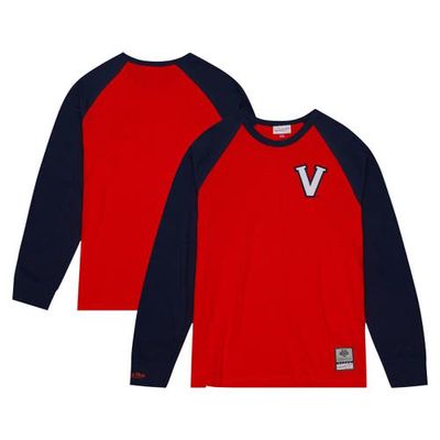 Men's Mitchell & Ness Orange Virginia Cavaliers Legendary Slub Raglan Long Sleeve T-Shirt in Red