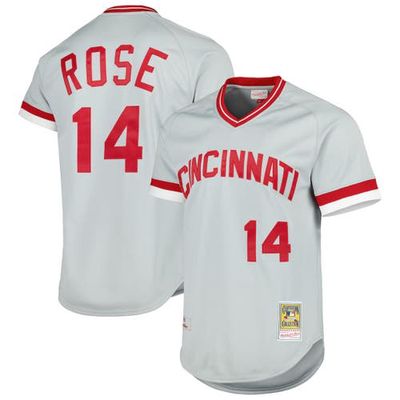 Men's Mitchell & Ness Pete Rose Gray Cincinnati Reds Cooperstown Collection Authentic Jersey