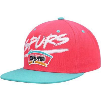 Men's Mitchell & Ness Pink/Teal San Antonio Spurs Hardwood Classics Soul Transcript Snapback Hat