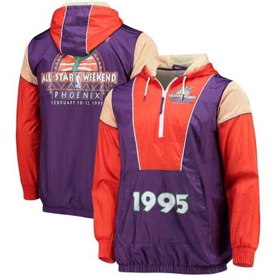 Men's Mitchell & Ness Purple Hardwood Classics 1995 NBA All-Star Weekend Highlight Reel Windbreaker Half-Zip Jacket