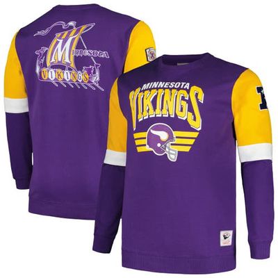 Men's Mitchell & Ness Purple Minnesota Vikings Big & Tall Fleece Pullover Sweatshirt